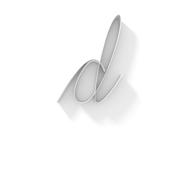长影子手写字体字母D 3D图片下载