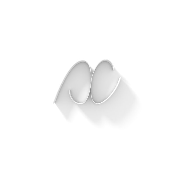 长影子手写字体字母X 3D图片下载