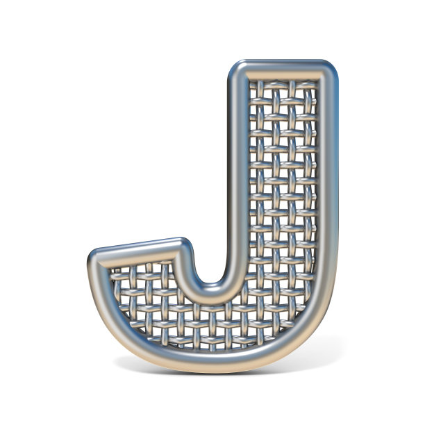轮廓金属丝网字体字母J 3D图片下载