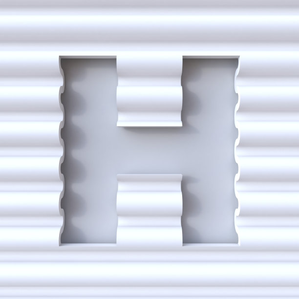 剪出字体在波面字母H 3D图片下载