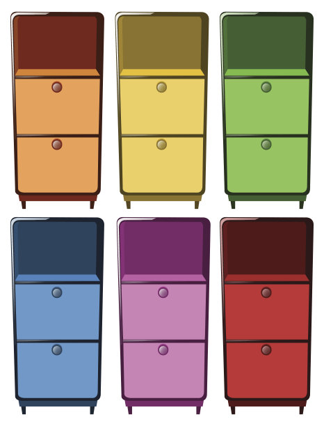 六种不同颜色的抽屉图片下载