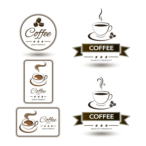 一套徽章咖啡杯饮料图片下载
