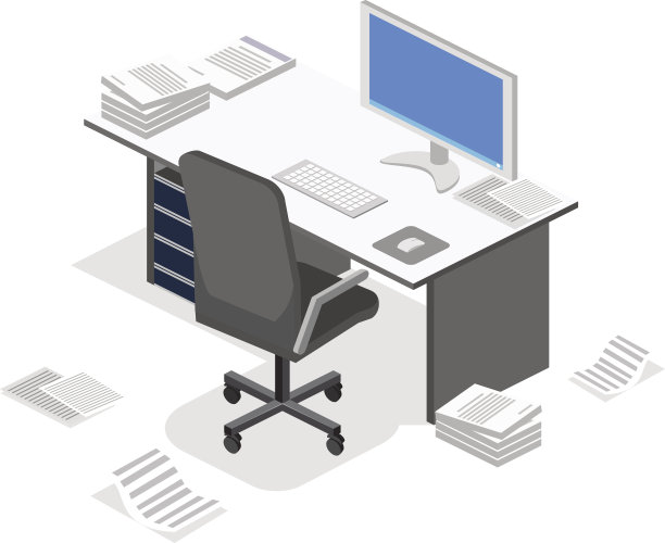 等距平面3D孤立概念矢量剖面图室内办公室工作场所图片下载