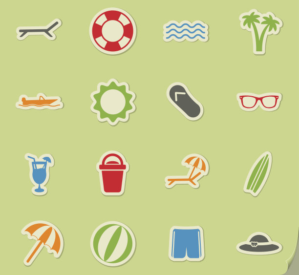 海滩上简单的图标图片下载