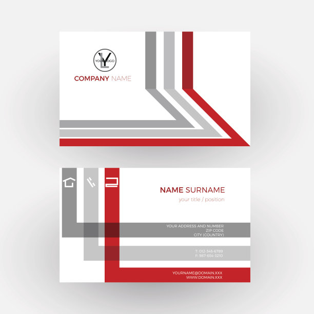 矢量红色抽象几何背景。名片图片下载