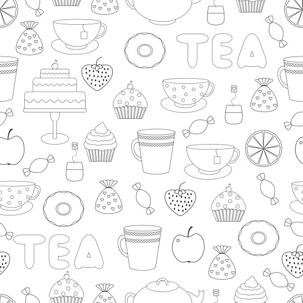 茶、糖果无缝模式图片下载