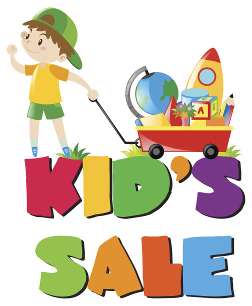 有男孩和玩具的儿童销售海报图片下载
