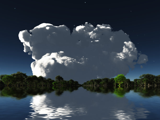 水岛地平线上的云图片下载