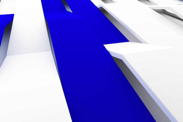 白色哑光塑料波与有色元素的3D渲染图片下载