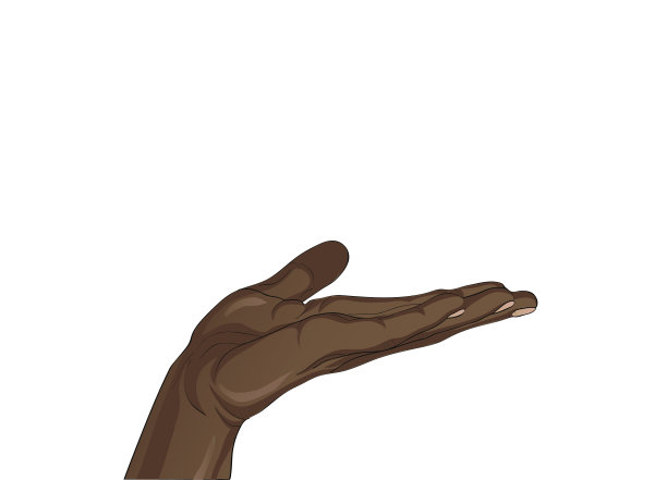 手势张开手掌。黑手给予或接受。矢量插图上的白色背景。广告空位图片下载