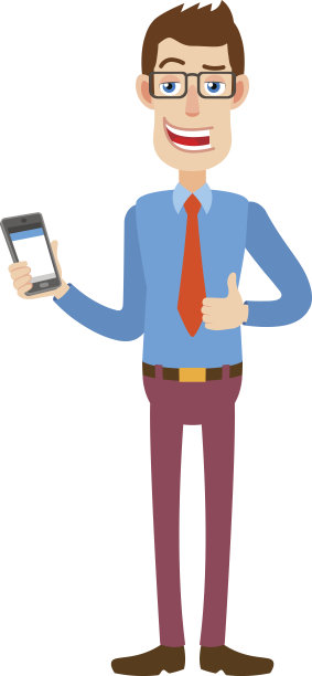 商人拿着手机，竖起大拇指图片下载