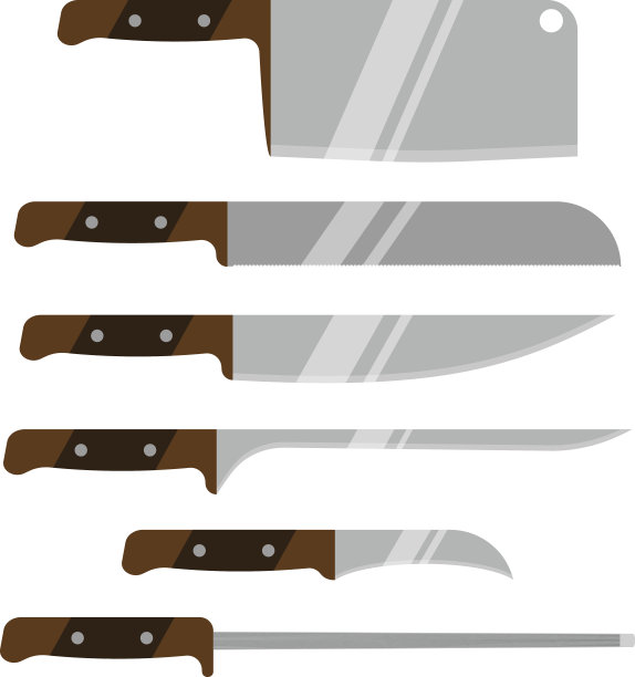 矢量厨房刀具。厨房用具。刀。孤立在白色背景上。图片下载