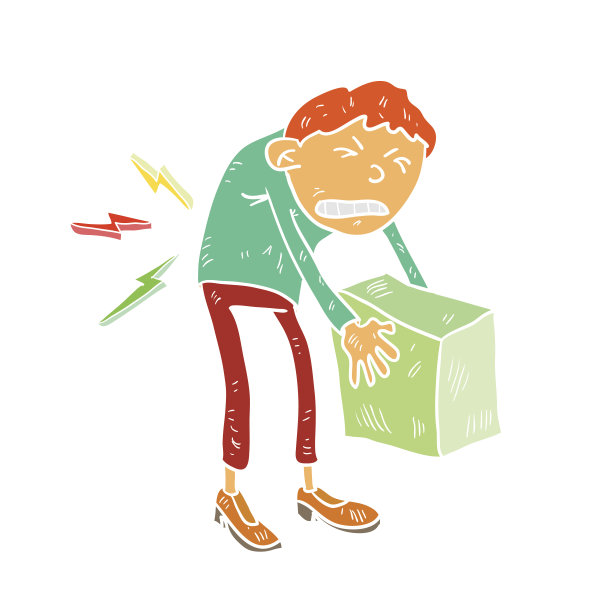 背部疼痛卡通插画图片下载