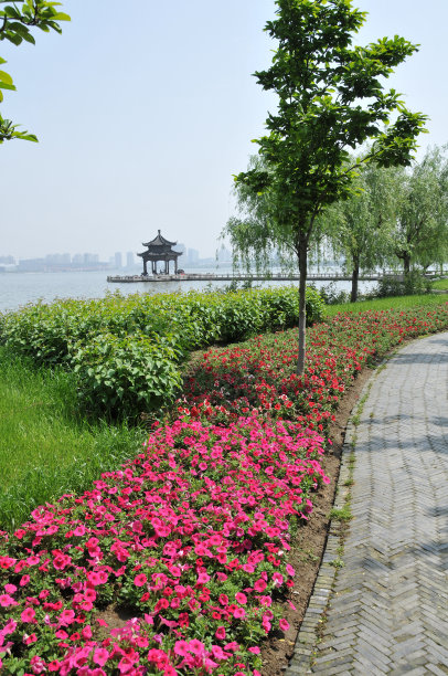 馆在湖边图片下载