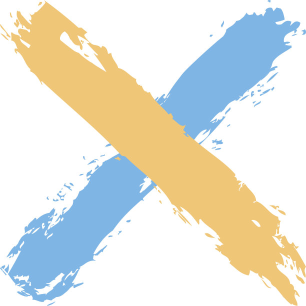 蓝色和黄色十字形笔刷删除符号图片下载