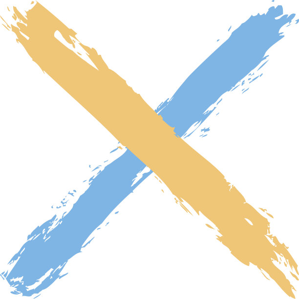 蓝色和黄色十字形笔刷删除符号图片下载