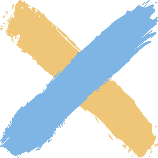 蓝色和黄色十字形笔刷删除符号图片下载