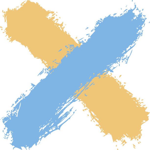 蓝色和黄色十字形笔刷删除符号图片下载