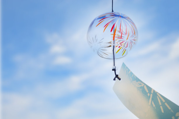 玻璃风铃和蓝天图片下载