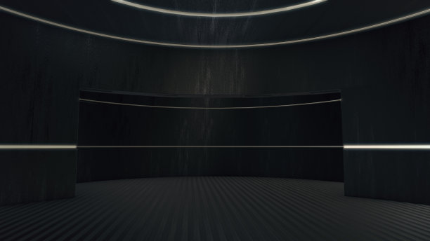 空旷的房间，光线闪烁，抽象的空间。三维渲染图片下载