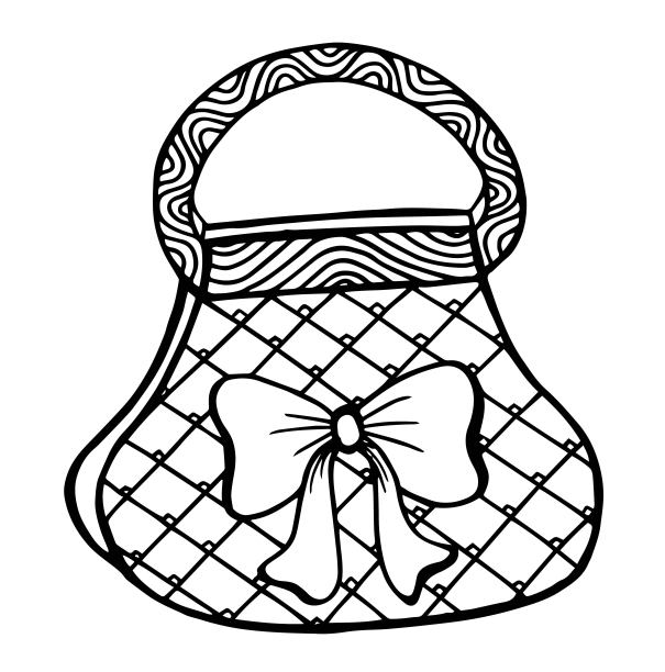 手绘女士手提包，涂鸦风格插画图片下载