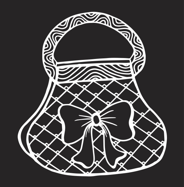 手绘女士手提包，涂鸦风格插画图片下载