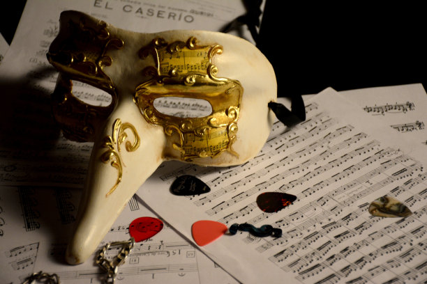 静物:戏剧面具和音乐。图片下载