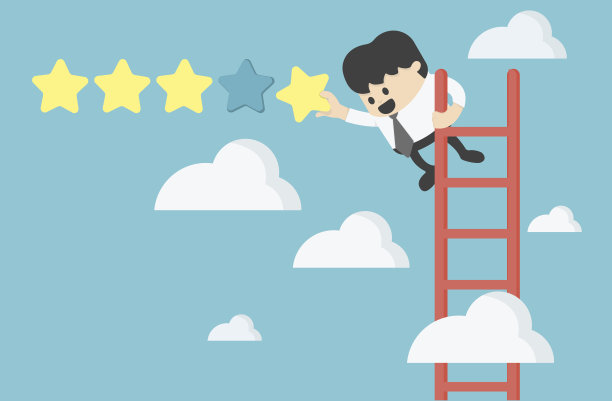 因为给五星评级而拿着颗星的商人图片下载