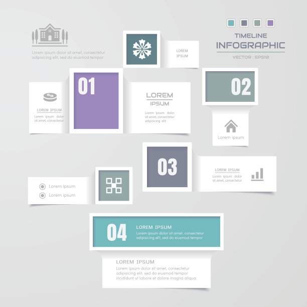 时间轴信息图设计模板与图标，流程图，向量eps10插图图片下载