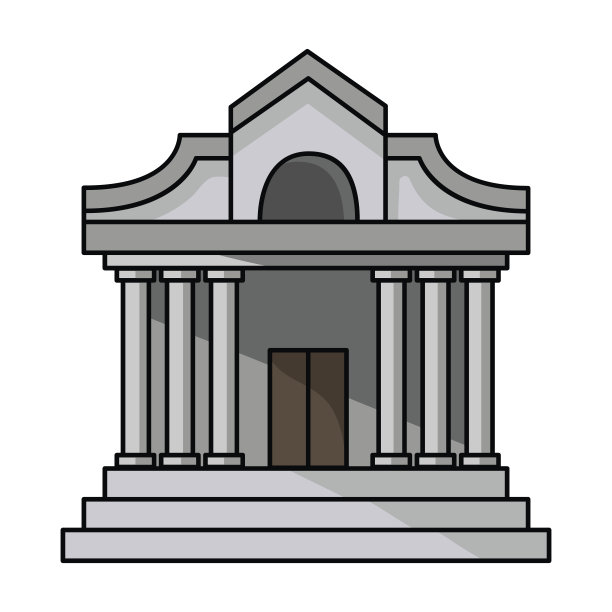 博物馆建筑图标在卡通风格孤立的白色背景。博物馆符号股票矢量插图。图片下载