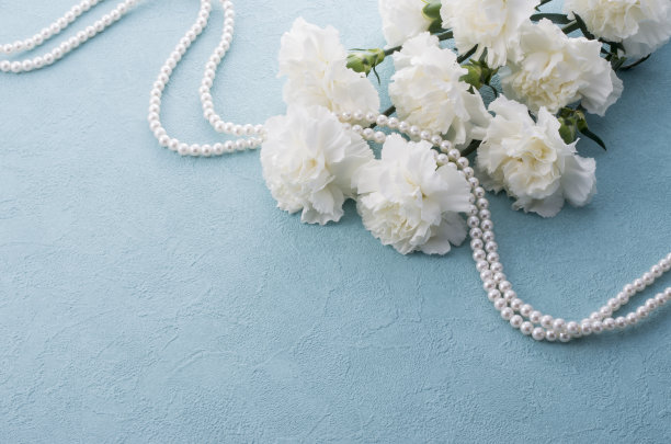 康乃馨和珍珠项链图片下载