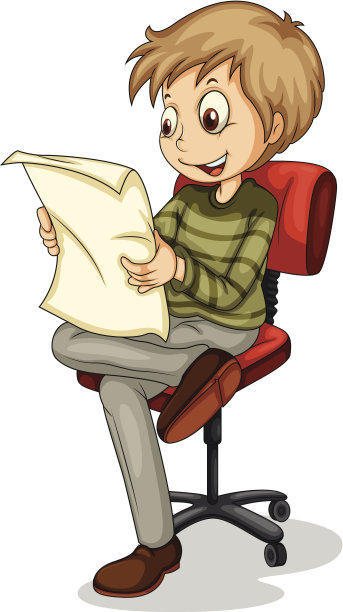 一个年轻人正在看报纸图片下载