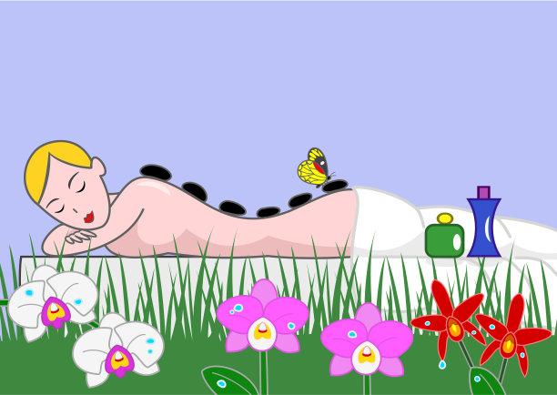 女人在做热石按摩图片下载