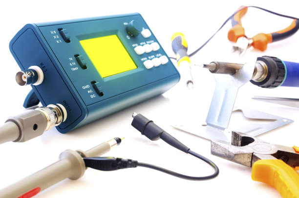 现代数字信号示波器和工具隔离在白色图片下载
