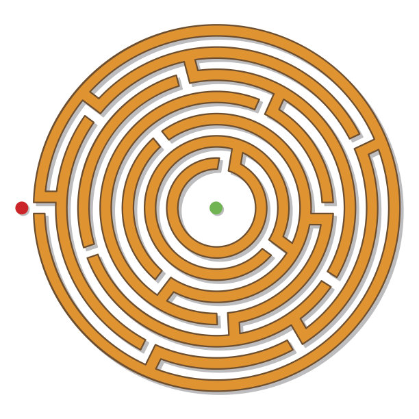 圆形迷宫迷宫逻辑难题向量图片下载
