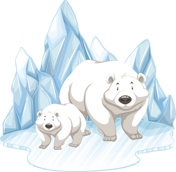 冰山上的两只北极熊图片下载