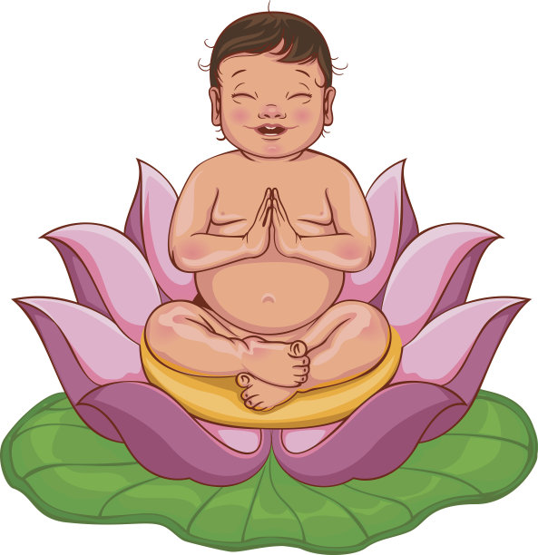 新生佛陀坐在莲花里图片下载
