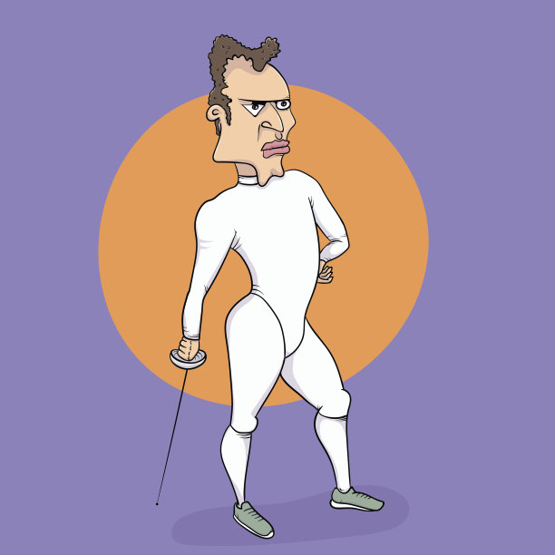 击剑运动员骄傲地站在重剑上图片下载