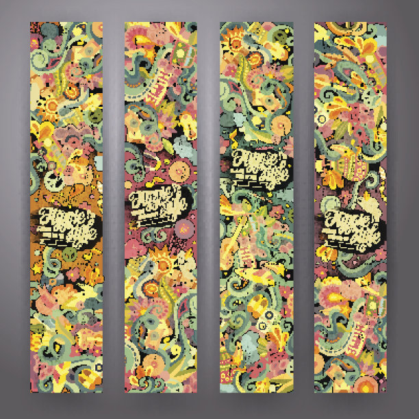 卡通矢量涂鸦嬉皮士横幅图片下载