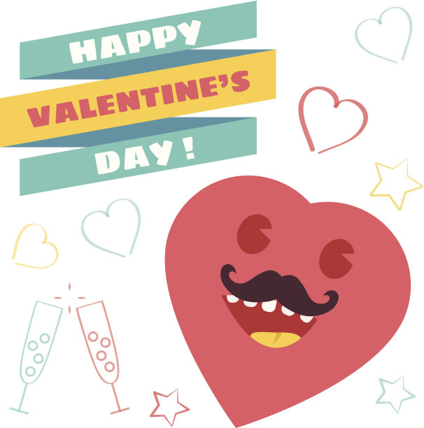 有趣的矢量快乐情人节插图图片下载