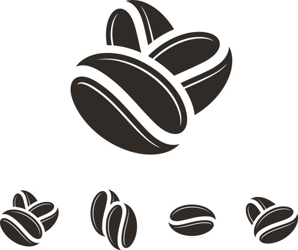咖啡。图标集。白色背景上的孤立的咖啡豆图片下载