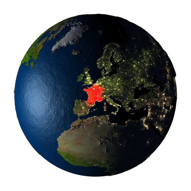 法国在红色地球上孤立在白色图片下载