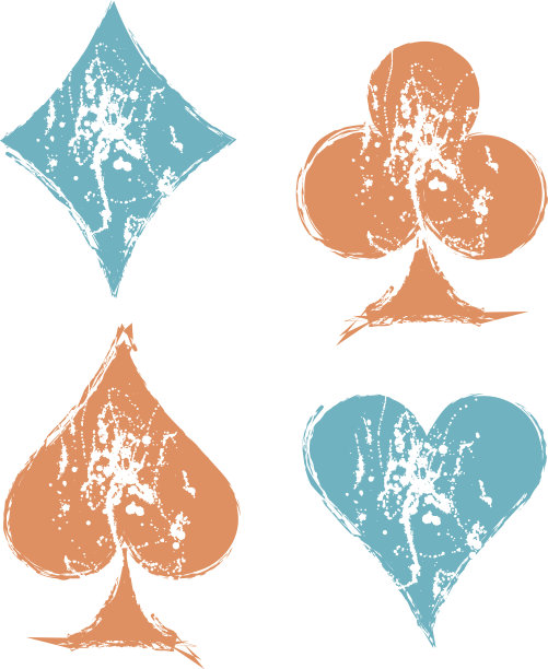 带墨迹的扑克牌标志的复古风格插画矢量素材图片下载