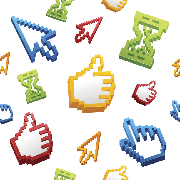 大拇指向上标志计算机光标和箭头图案背景。向量图片下载