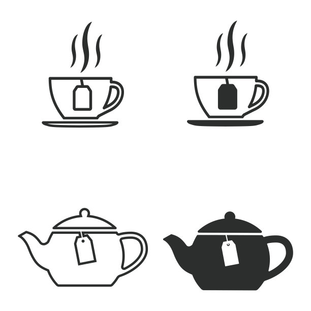 茶的图标集。图片下载