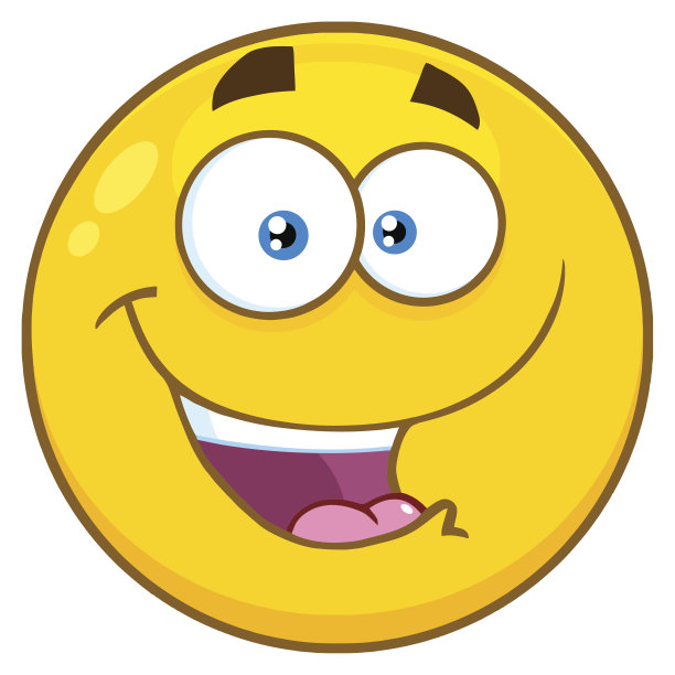 快乐的黄色卡通笑脸人物与表情图片下载