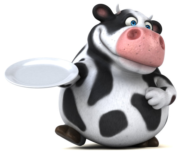 有趣的牛- 3D插图图片下载