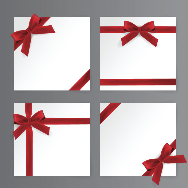 红蝴蝶结，红丝带矢量图片下载