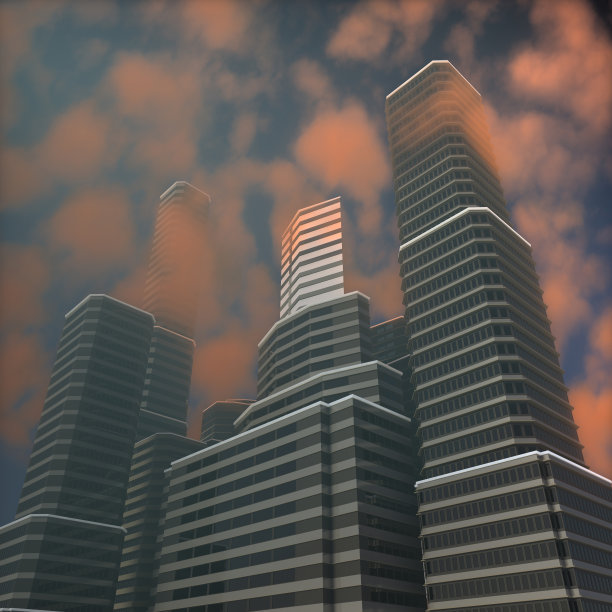 夕阳下的高楼大厦图片下载