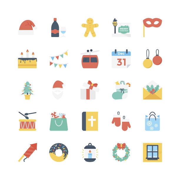 圣诞彩色矢量图标4图片下载